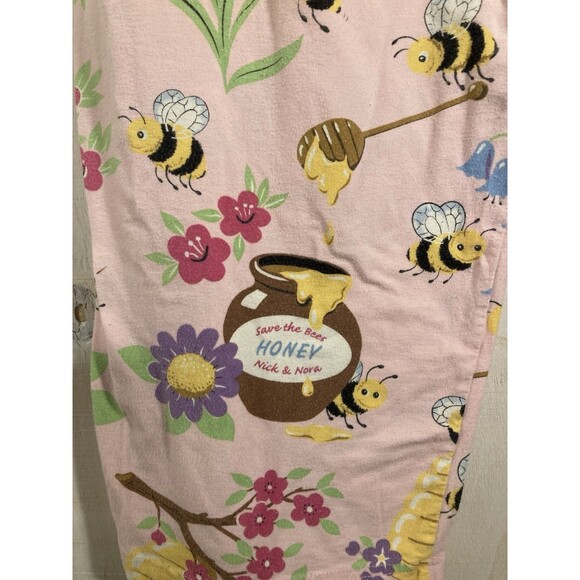 Nick & Nora Save the Bees Set Size L Pink Pajamas Capri Pants Honey - Picture 5 of 7